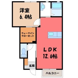 栃木駅 徒歩20分 1階の物件間取画像